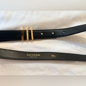 Cuyana leather black gold belt M/L